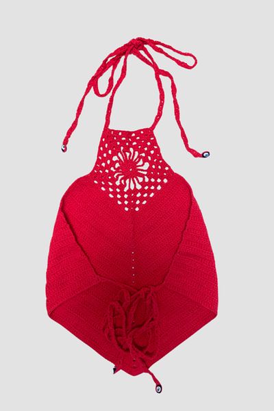 Uretti - Aslı 5776 Χειροποίητο Crop Top με δέσιμο στον λαιμό και στην πλάτη