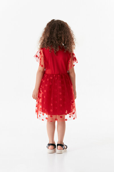 Fulla Moda Girl's Dress - Printed and Tulle Detail