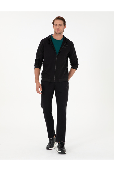 Pierre Cardin Siyah Slim Fit 3 İplik Düz Paça Eşofman Altı 50299304-VR046