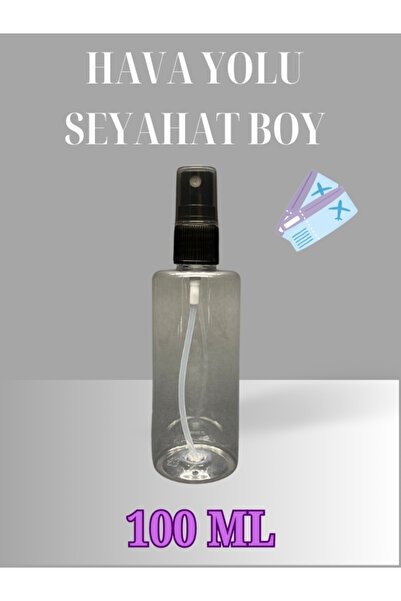 JUST TRAVEL 100 ML BOŞ SİYAH KAPAKLI PLASTİK SPREYLİ ŞİŞE HAVA YOLU SEYAHAT BOY