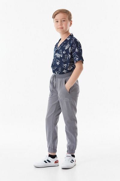 Fulla Moda Lace-up Waist Jogger Unisex Kids Linen Trousers