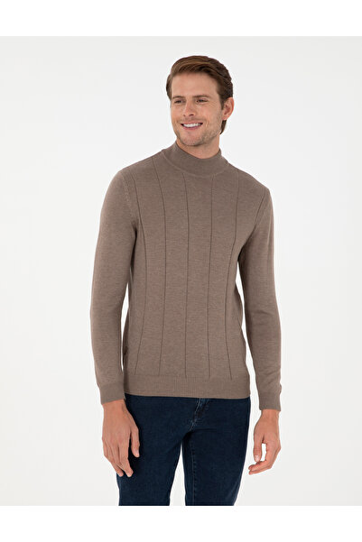 Pierre Cardin Vizon Melanj Slim Fit Yarım Balıkçı Yaka Triko Kazak 50300460-V...