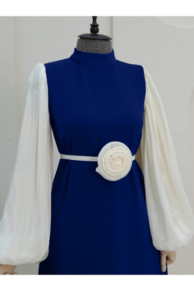 Modamorfo Růžové šaty s páskem se stahovacími rukávy – námořnické