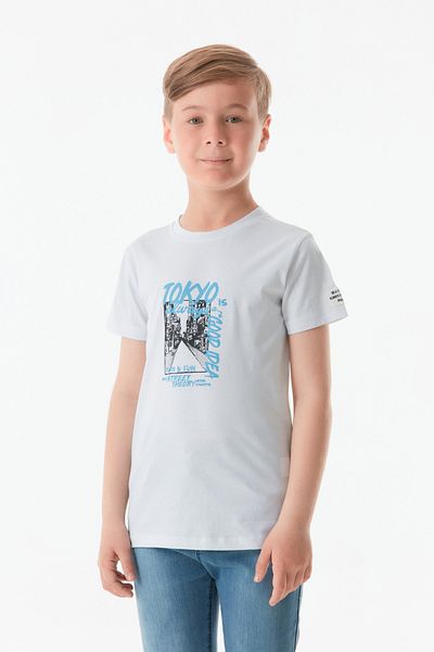 Fulla Moda Μπλουζάκι για αγόρι - Crew λαιμόκοψη, εμπρός και πίσω με στάμπα