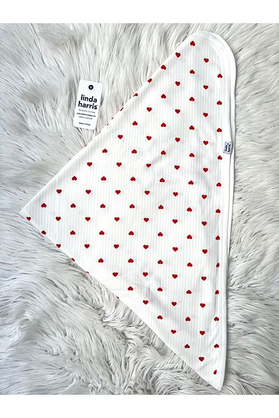 Linda Harris Heart Pattern Ecru Newborn Baby 80X90 cm Double Layer Blanket