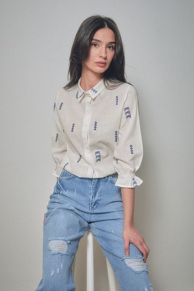 Fulla Moda Printed Lace-up Long Sleeve Shirt