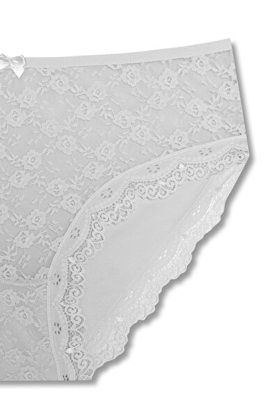 HNX Pachet de 3 chiloți din bumbac cu dantelă în față cu talie înaltă pentru femei