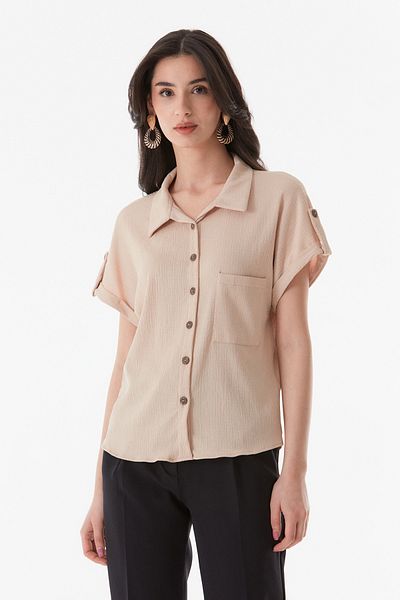 Fulla Moda Basic Wrapped Fabric Shirt