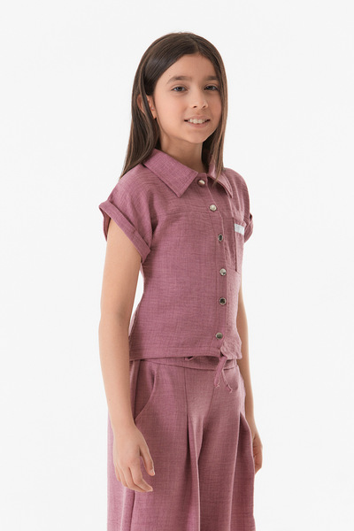 Fulla Moda Πουκάμισο για κορίτσια - με λεπτομέρεια τσέπης και κουμπιά