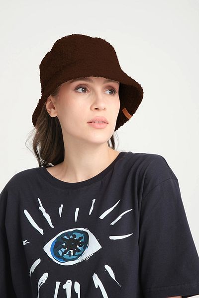 robanu Teddy Bucket Hat |   Chocolate Color Teddy Fisherman Bucket Hat