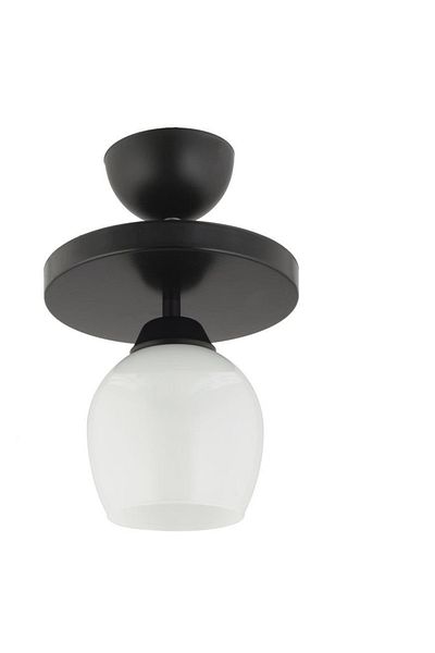 Lambadar Modern White Glass Single Round Plafonier - Chandelier Living Room Kitchen Bedroom Hall