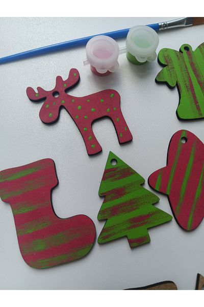 mercanmum Christmas Decorations Painting Set (Includes Brush+Paint+Hanging String)