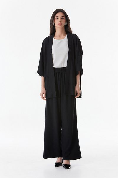 Fulla Moda Burümcük Fabric Shawl Collar 3 Piece Set