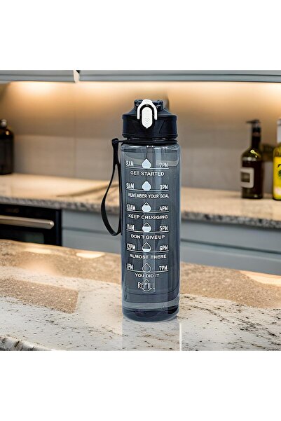 yesilcamsepeti Tekli Motivasyonel Su Matarası, 900 Ml BPA İçermez Suluk (Pipe...