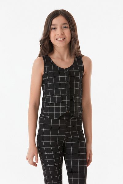 Fulla Moda Girl's Plaid Patterned Vest Set - Set of 2
