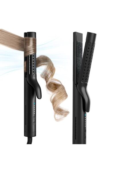 TYMO مكواة فرد وتجعيد الشعر 2 في 1 من Airflow مع 5 درجات حرارة وجهد مزدوج، أسود