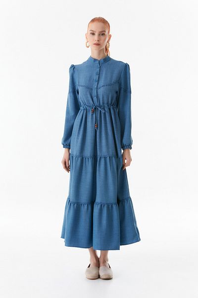 Fulla Moda Φόρεμα Fullamodest Tie Waist Judge Collar