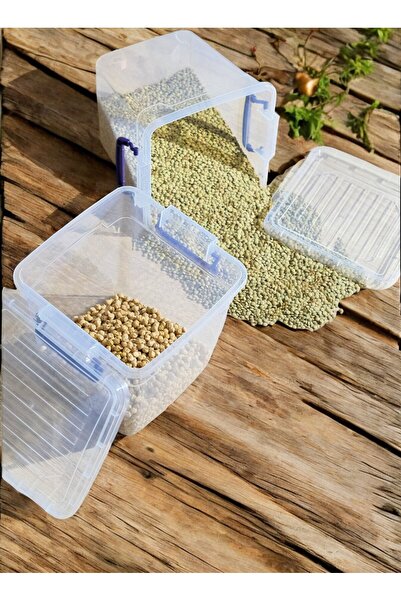 biedda 7,7 litre Plastik Kilitli Kapaklı Dikey Derin Bakliyat Saklama Düzenle...