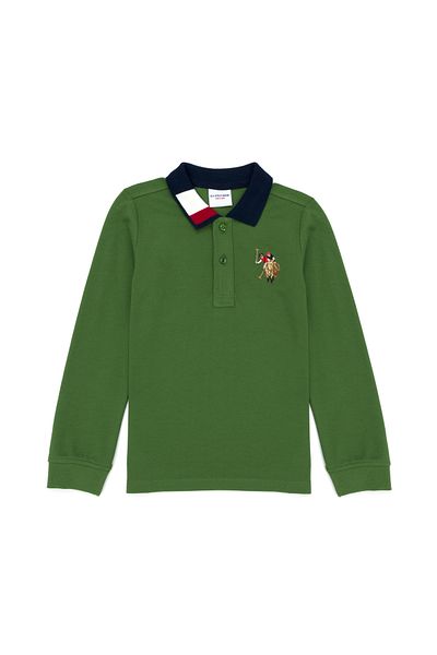 U.S. Polo Assn. Зелен суичър с поло яка за момче 50276085 -Vr054