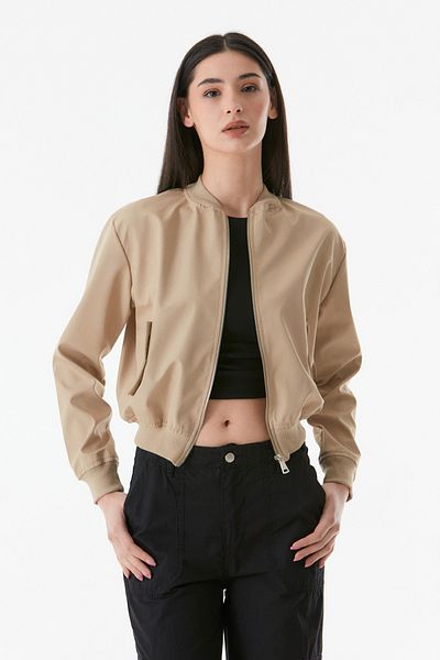 Fulla Moda Zippered and Elastic Waist Jacket