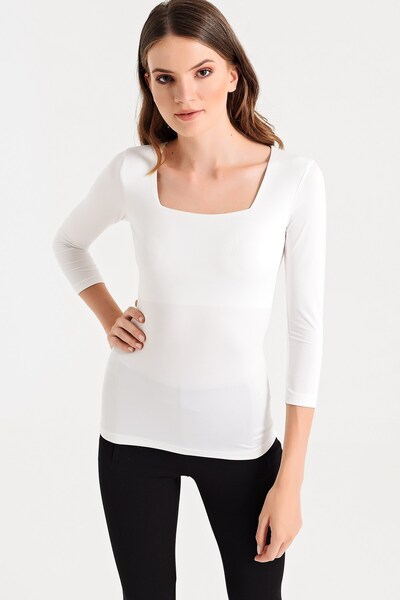 Jument Κομψή μπλούζα με τετράγωνο λαιμόκοψη και τριών τετάρτων μανίκια-Sax