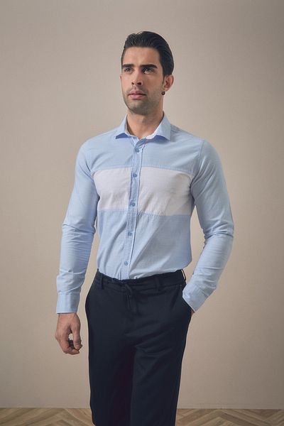 Fulla Moda Color Blocked Long Sleeve Shirt