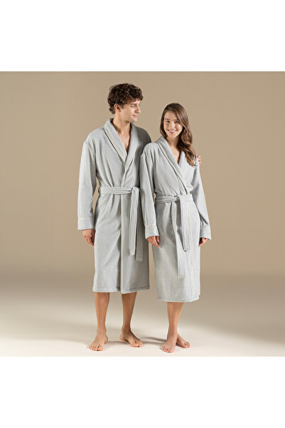 Chakra Vissana Unısex Bornoz Natural-Gri