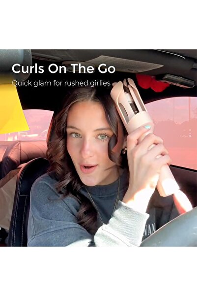 TYMO CURLGO Cordless Automatic Curling Iron, Rechargeable & Dual Voltage, Gold Pink