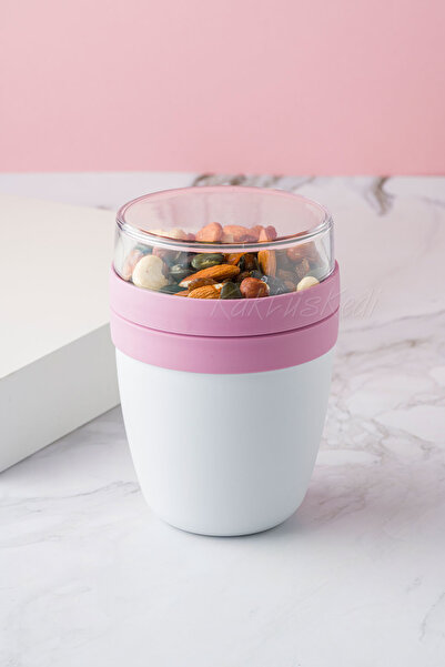 KaktüsKedi Taşınabilir Kaşıklı Yoğurt Kabı - 700 ML Pratik Yemek Bardağı