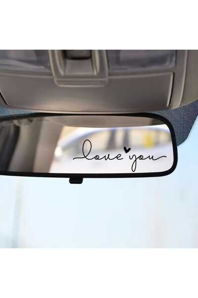 KC TASARIM Love You Güneşlik Ayna Yazısı Araba-Motosiklet Cam Etiket Sticker ...