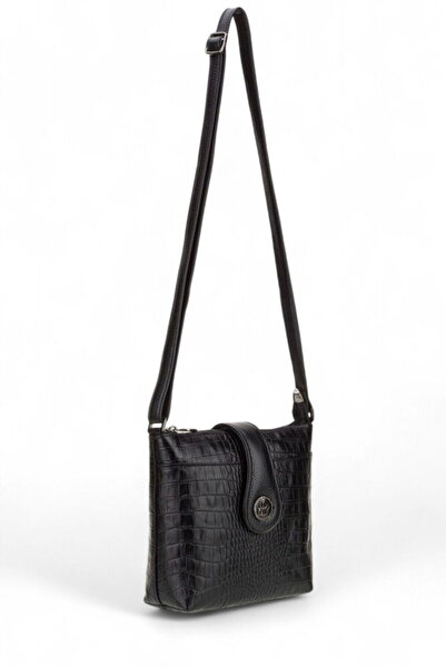 Bilik Deri Siyah-Kroko Kadın Çapraz Askılı Çanta BLM 1004