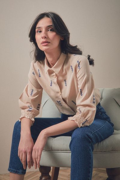 Fulla Moda Printed Lace-up Long Sleeve Shirt
