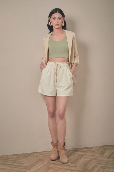 Fulla Moda Basic Lace-Up Waist Pocket Linen Shorts