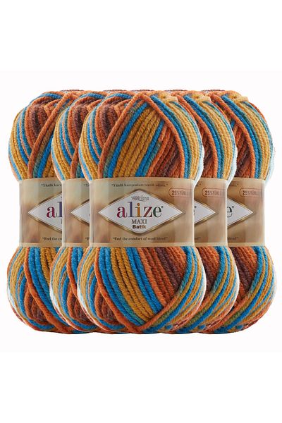 Alize Superlana Maxi Batik 8026 - Σετ 5 τεμαχίων Παχύ Πλεκτό Χειροποίητο Γιλέκο και Ζακέτα