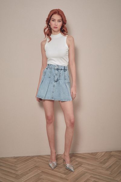 Fulla Moda Τζιν φούστα με πλισέ τσέπη