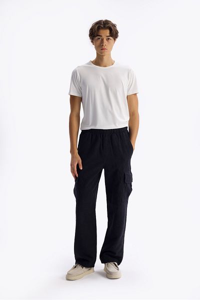 GIESTO Black Patterned Cargo Pants