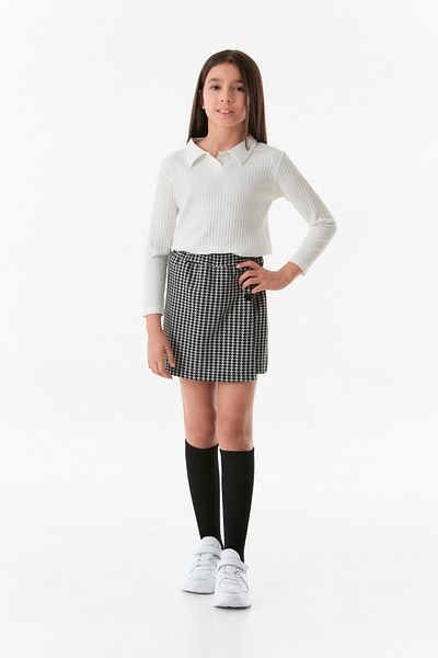 Fulla Moda Houndstooth Patterned Girl's Shorts Skirt with Elastic Waist