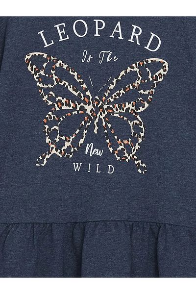 LC Waikiki Lcw Eco Indigo Dívčí šaty s výstřihem