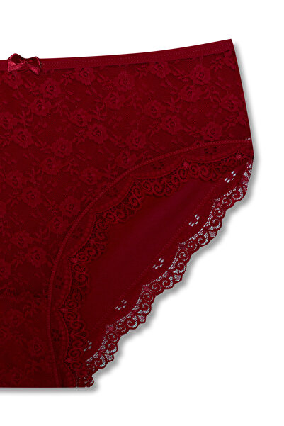 HNX 3-Piece Cotton Lace Front High Waist Large Size Women's Panties