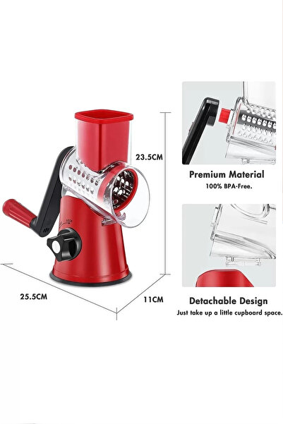 Berdina Home 3 Bıçaklı Kollu Sebze Doğrayıcı Dilimleyici Mutfak Tambur Peynir Fındık Ceviz Öğütücü Rende Seti