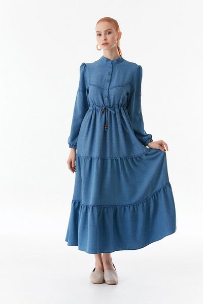 Fulla Moda Φόρεμα Fullamodest Tie Waist Judge Collar