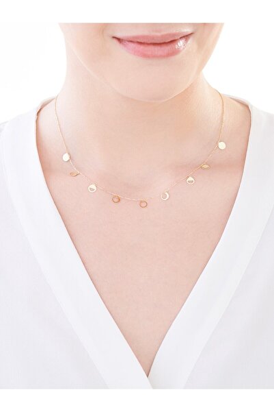 MİNİMAL Kolye Altin Güneş Tutulması Zincir Kolye "solar-e"