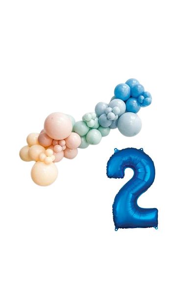 Organizasyon Pazarı 2-34 Polegala Blue Polyobalon Set of 30 - D.Ocean Storm Blue Mildew Green M. Salmon Nude Balloon Chain Set