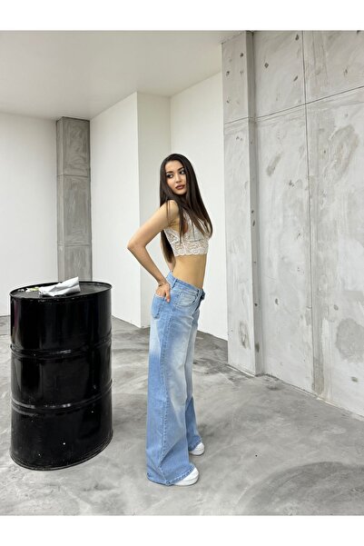 BİKELİFE Loose Cut Women's Jeans - Pale Effect Straight Fit