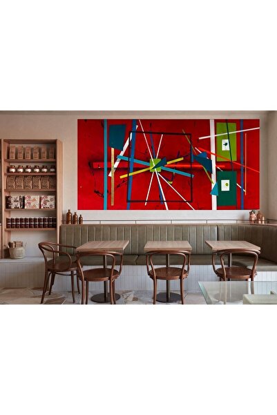 Limitless Design Tablou abstract cu linii roșii pe perete, imprimare HD, pict...