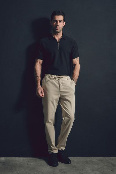 Fulla Moda Straight Trousers with Lace-up Waist