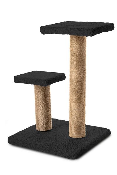 BEYLİNİ Plush Fabric 2-Piece Cat Board - 42cm, Jump and Scratch, Black