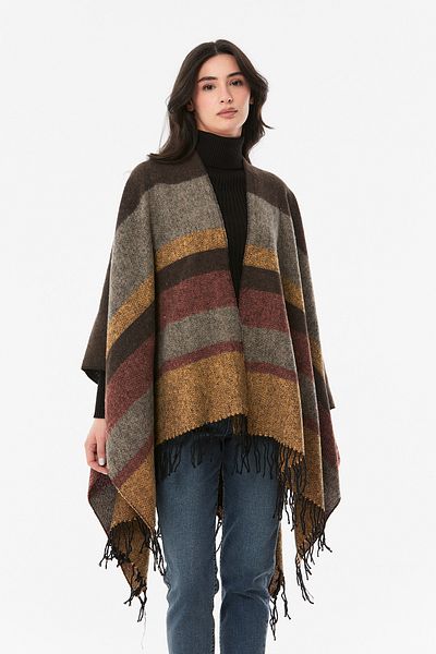 Fulla Moda Striped Soft Textured Poncho