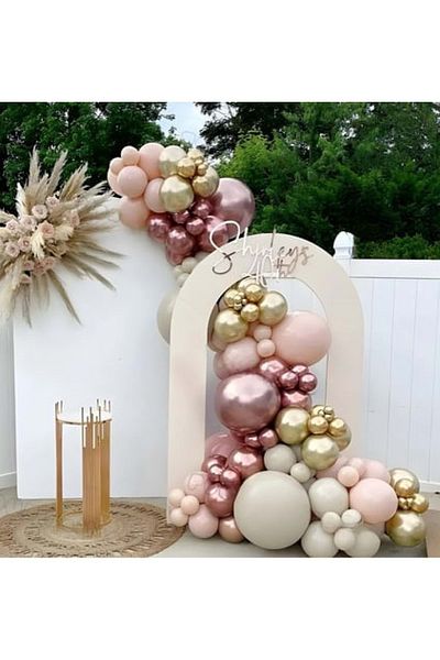 Organizasyon Pazarı Set of 60 Pink Blush, Sea Sand and Chrome Rose Gold Balloon Chains