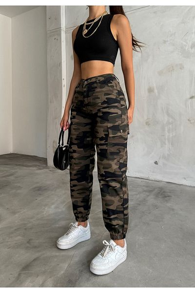 BİKELİFE High Waist Cargo Pocket - Hose mit Camouflage-Print